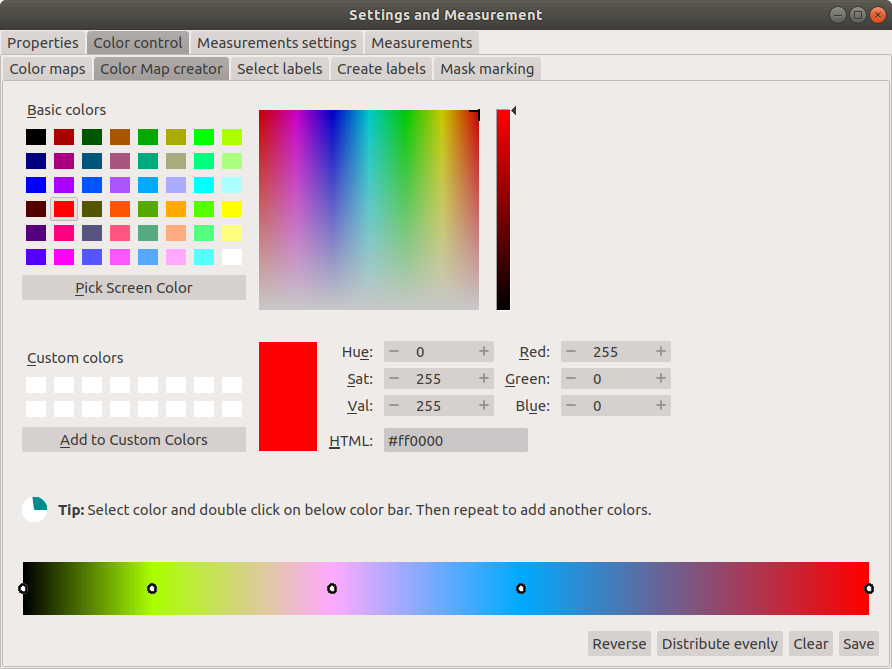 View on color map creator widget.