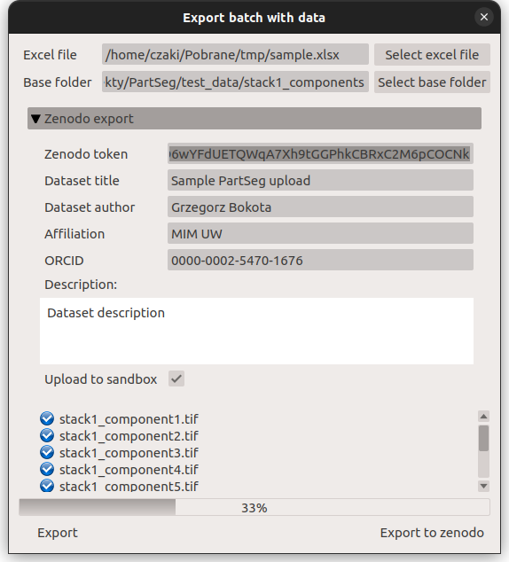 Dialog variant for exporting whole batch to zenodo.