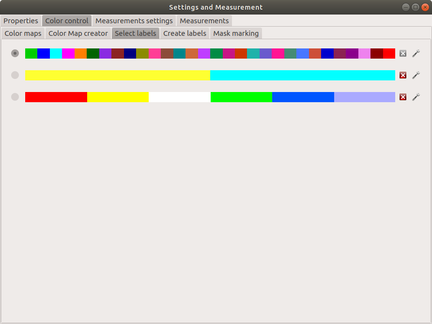 View of the list of label coloring